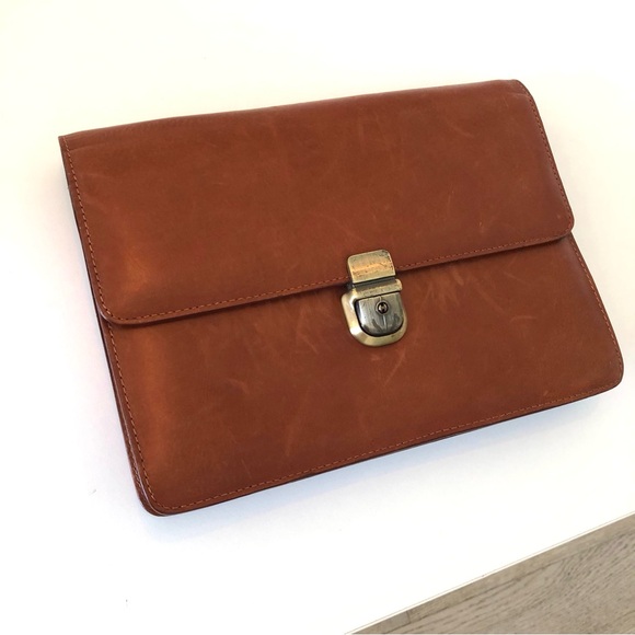 Wilson’s Vintage Buck Brown Leather Clutch Handbag Organizer Unisex Hidden Strap - Picture 16 of 17